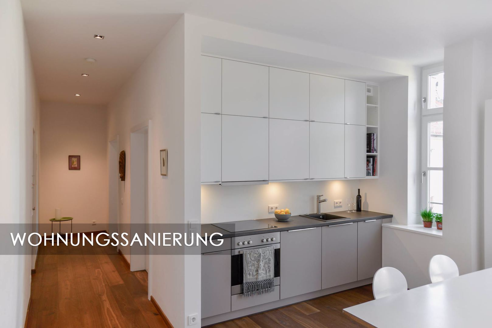 Moderne, frisch umgebaute Wohnung in weiß.